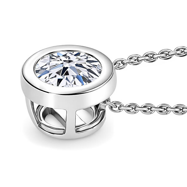 LUXURIANT VS-EF Labor Diamant Anh&auml;nger mit 50cm Kette, 925 Silber platiniert- 0,25 ct. image number 3