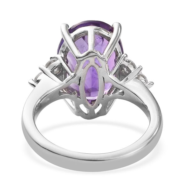 Lusaka Amethyst  Zirkon Solitär Ring 925 Silber Platin-Überzug image number 6