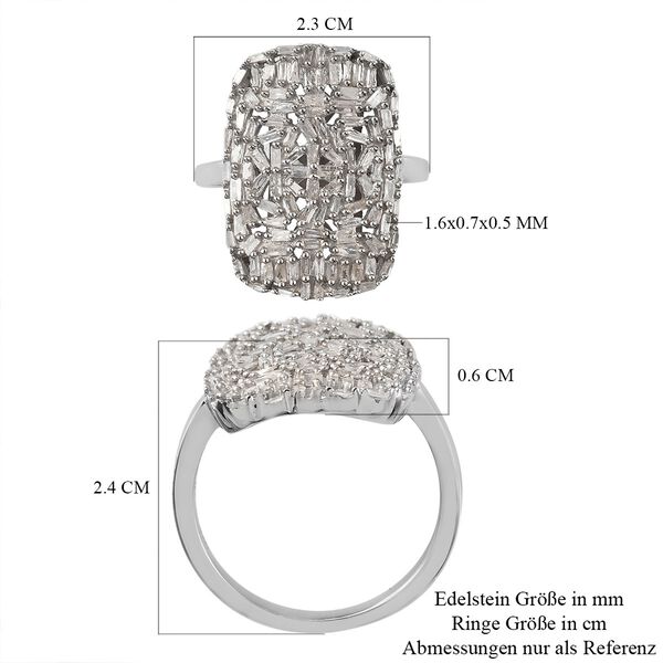 Diamant Cluster Ring 925 Silber Platin-Überzug image number 8