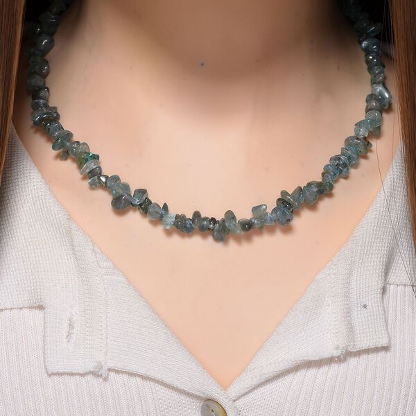 Gr&uuml;ner Apatit Halskette, flexibel, Reiner Edelstahl ca. 160.00 ct image number 2