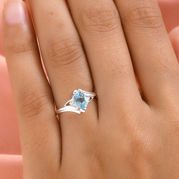 Himmelblauer Topas und Zirkon Ring 925 Silber  ca. 1,02 ct image number 3
