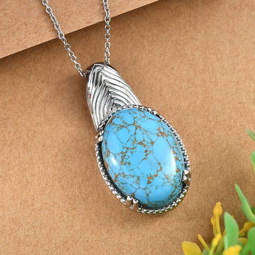Blauer Türkis Anhänger mit 45cm Kette - 20,57 ct. image number 1