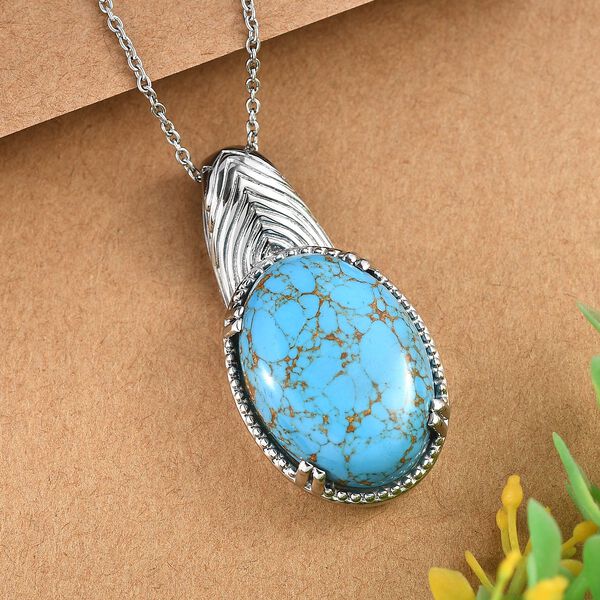 Blauer Türkis Anhänger mit 45cm Kette - 20,57 ct. image number 1