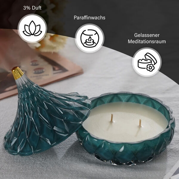 The 5th Season: Premium Kollektion Duftkerze im orientalischem Glas, 20h Brenndauer, Petrol image number 3