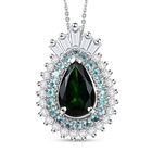 AAAA Tsavorite Granat, Weißer Diamant Schmuckset ca. 50 cm 950 Platin ca. 1,78 ct.