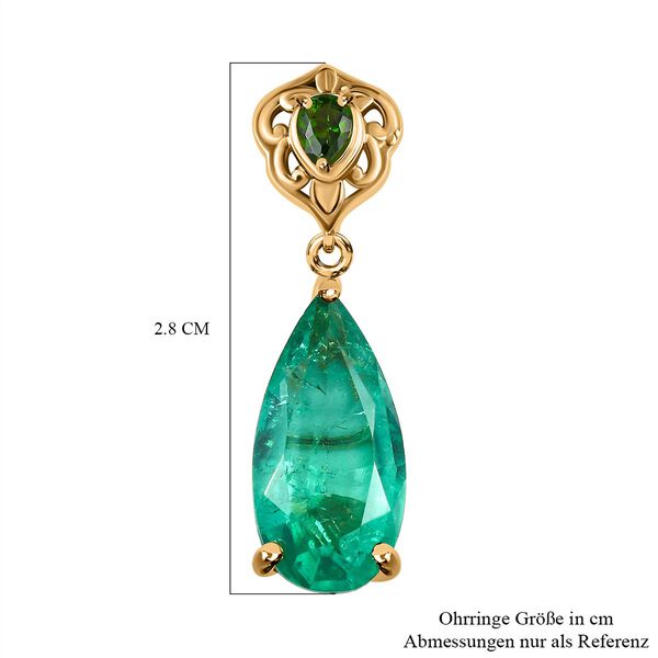 Smaragd-Triplett-Quarz, Nat&uuml;rlicher Chromdiopsid Ohrringe, 925 Silber vergoldet ca. 9.30 ct image number 4