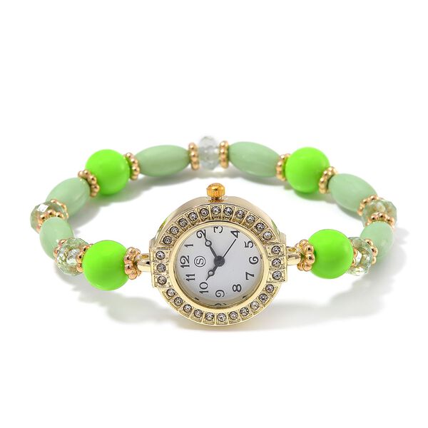 4er Set STRADA - Uhr mit Grün Kristall Armbänder image number 2