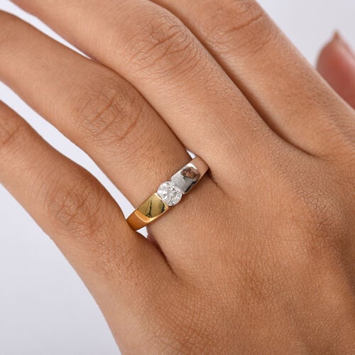 Lab Grown Diamant SI Ring 925 Silber Rhodiniert und 750 Gelbgold Vermeil (Größe 17.00) ca. 0,50 ct image number 2