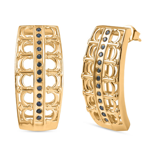 GP Royal Art D&eacute;co Kollektion- Kanchanaburi blauer Saphir Ring und halbe Creolen image number 9