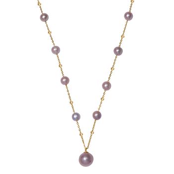 Lila Edison Perle Halskette ca. 50 cm 925 Silber vergoldet