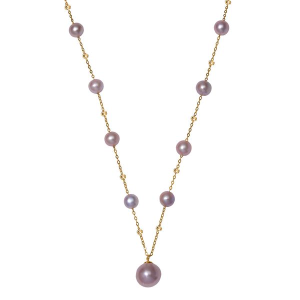 Lila Edison Perle Halskette ca. 50 cm 925 Silber vergoldet