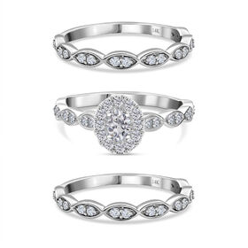 New York Kollektion - 3er-Set  I1 GH Diamant Ring in 585 Weißgold- 1 ct.