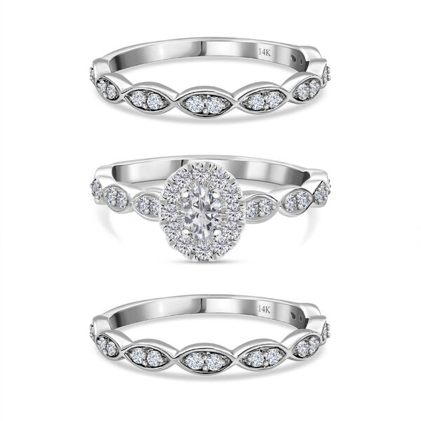 New York Kollektion - 3er-Set  I1 GH Diamant Ring in 585 Wei&szlig;gold- 1 ct.