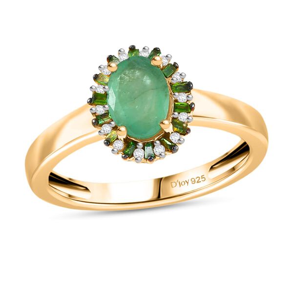 D'Joy Kagem sambischer Smaragd, grüner Diamant und Zirkon Ring - 0,91 ct. image number 4