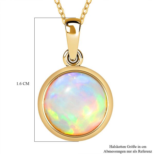 Natürlicher, äthiopischer Welo Opal-Anhänger mit Kette, 925 Silber Gelbgold Vermeil ca. 1,30 ct image number 5