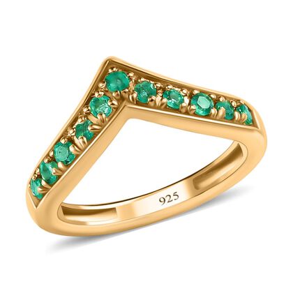 Kagem Sambischer Smaragd Ring, 925 Silber vergoldet (Größe 20.00) ca. 0.40 ct
