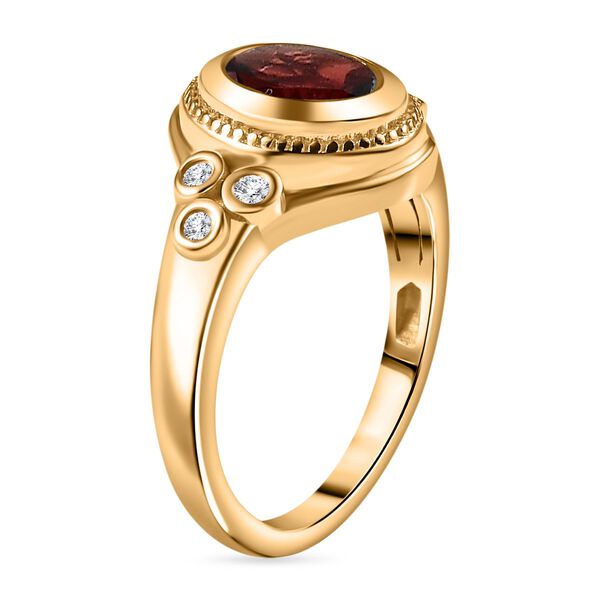 Roter Granat, Wei&szlig;er Zirkon Ring Messing (Gr&ouml;&szlig;e 16.00) ca. 1,49 ct image number 4