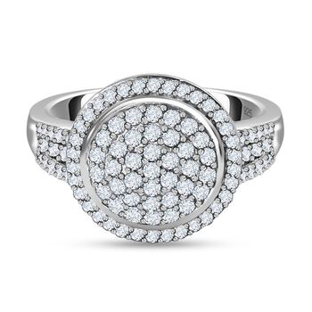 Wei&szlig;er Diamant Ring, 925 Silber platiniert (Gr&ouml;&szlig;e 16.00), ca. 0.75 ct