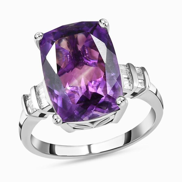 Nat&uuml;rlicher, marokkanischer Amethyst und Diamant-Ring - 7,08 ct. image number 4