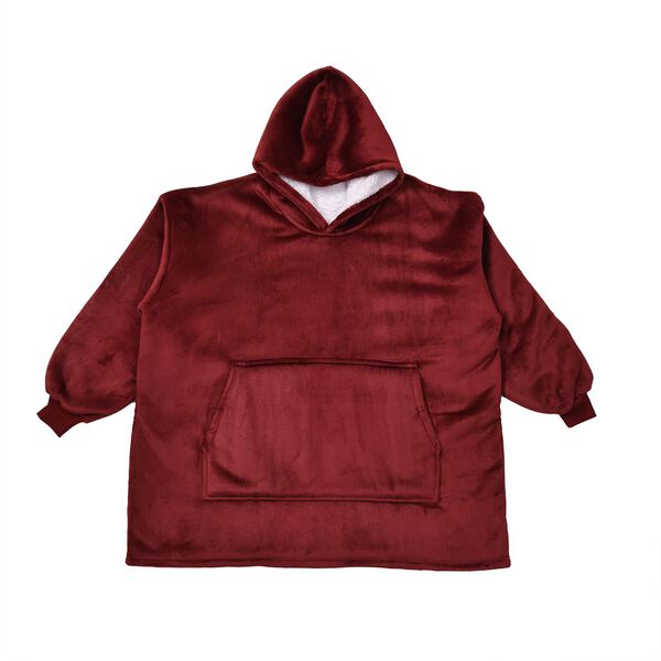 Zweilagiger Kapuzenpullover, Sherpa und Flanell, Burgundy image number 2
