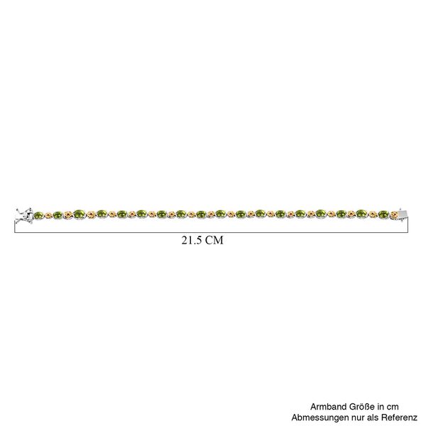 D'joy Nat&uuml;rlicher Peridot, Nat&uuml;rlicher Rhodolith Granat Armband ca. 20 cm 925 Silber Rhodiniert und 750 Gelbgold Vermeil ca. 8.62 ct image number 5