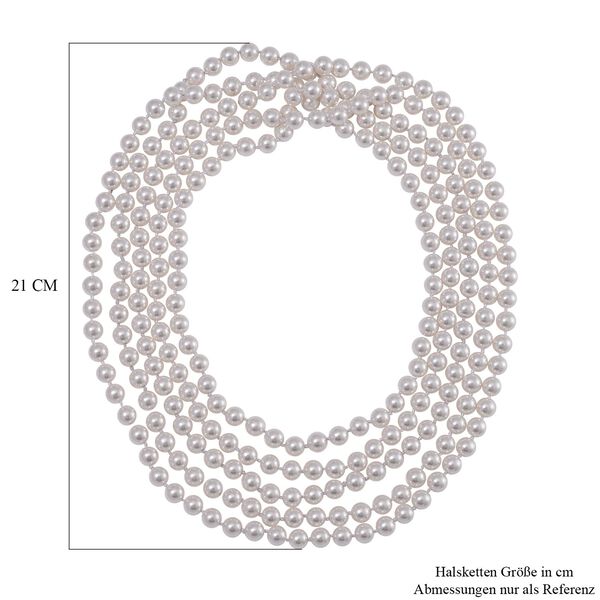 Mehrstr&auml;ngige wei&szlig;e Muschelkernperlen-Halskette, 255 cm image number 4