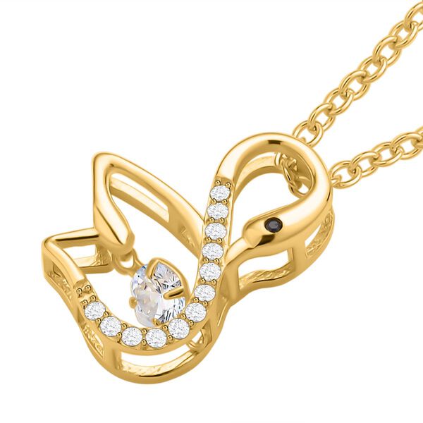 Weißer und schwarzer Zirkonia-Anhänger mit Kette - 0,61 ct. image number 4