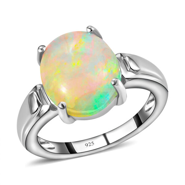 Natürlicher, äthiopischer Opal-Ring, 925 Silber platiniert  ca. 2,88 ct image number 4