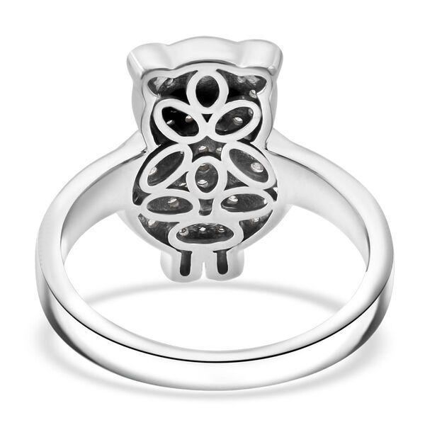 LUSTRO STELLA wei&szlig;er und schwarzer Zirkonia Ring im Eulendesign image number 5