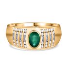AAA Kagem Sambischer Smaragd, Weißer Zirkon Ring 925 Silber Gelbgold Vermeil (Größe 18.00) ca. 0,93 ct image number 0