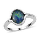 Boulder Opal Triplett-Ring, 925 Silber platiniert  ca. 1,23 ct image number 3