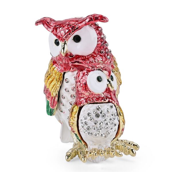 Dekorative Aufbewahrungsbox in Eulen-Form, 6x4,2x7,5cm, Rot image number 0