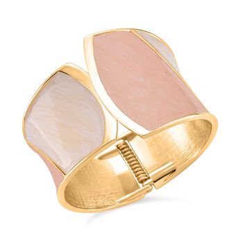 Emaille-Armreif im Colorblock-Design, 17cm, Pfirsich-Pink