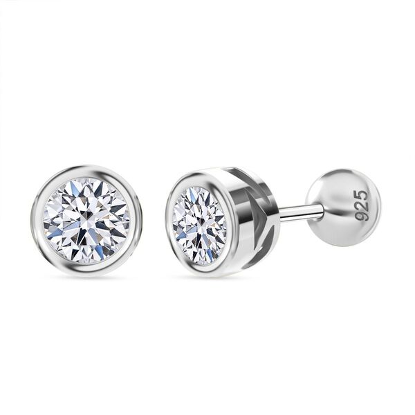 LUXURIANT 1 ct. SGL zertifizierte VS-EF Labor Diamant Ohrringe, 925 Silber rhodiniert