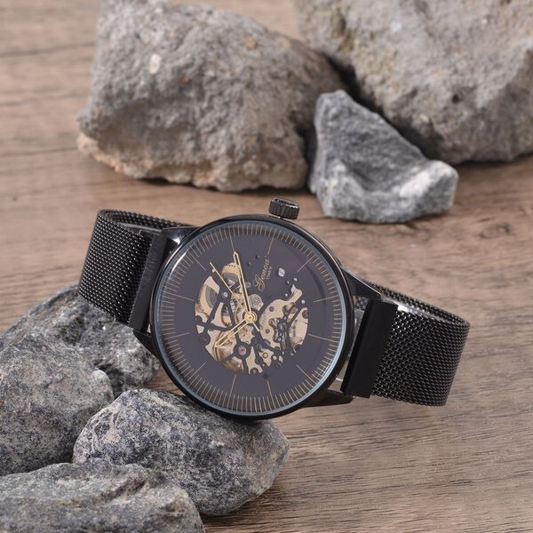 Reiner Edelstahl IP-Schwarz-Plattierung Uhren 10.25 cm ca. 35,00g image number 1