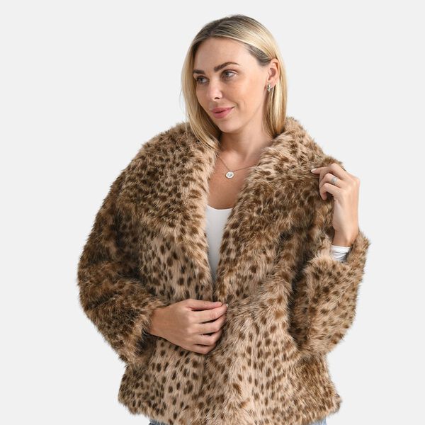 LA MAREY Signature - Kurzjacke aus Webpelz mit Leopardenmuster, Einheitsgröße, Braun image number 5