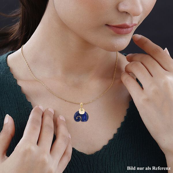 Lapislazuli Anhänger mit Kette, Edelstahl, ca., goldfarben 25.00 ct image number 1