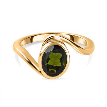 Nat&uuml;rlicher Chromdiopsid Ring, 925 Silber Gelbgold Vermeil, (Gr&ouml;&szlig;e 21.00) ca. 1.28 ct