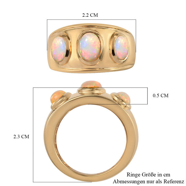 Nat&uuml;rlicher &Auml;thiopischer Opal 3 Stein Ring 925 Silber vergoldet  ca. 1,25 ct image number 7