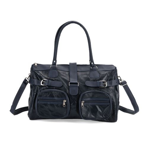 "lifestyle-Color:Black size/Profile:Patch leather crossbody bag :wall(exterior); Genuine Leather;Lining(interior):polyester  Pockets(exterior):zipped-2,pocket-2;Pockets(interior):zipped-1 slid-2 Measurement(cm): 40*16.5*25.5 cm/15.75*6.5*10.04inch"