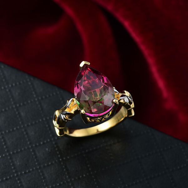 Blooming Petals - D joy Wassermelonen Quarz Triplette Ring 925 Silber platiniert und vergoldet (Gr&ouml;&szlig;e 17.00) ca. 5,67 ct image number 2