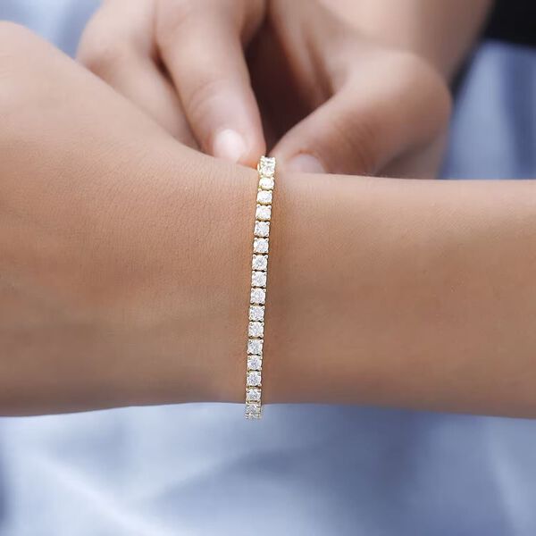 D'Joy Moissanit Armband ca. 20 cm 925 Silber Gelbgold Vermeil ca. 5.20 ct image number 6