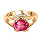 Lab Grown Padparadscha-Saphir, Weißer Zirkon Ring, 925 Silber Gelbgold Vermeil (Größe 19.00) ca. 2.78 ct