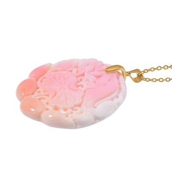 Nat&uuml;rlicher Rosa K&ouml;nigsmuschel Anh&auml;nger mit Kette ca. 50 cm, 925 Silber vergoldet