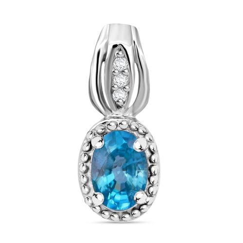 D’joy Blauer Zirkon, Weißer Zirkon Anhänger 925 Silber rhodiniert ca. 1.29 ct image number 0