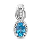 D’joy Blauer Zirkon, Weißer Zirkon Anhänger 925 Silber rhodiniert ca. 1.29 ct