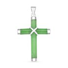 Grüner Jade Kreuz-Anhänger, gefärbt, 925 Silber rhodiniert ca. 5,00 ct image number 0
