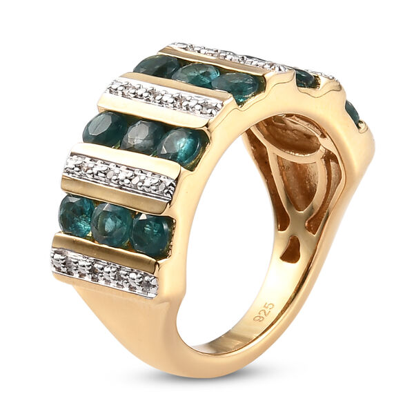 Blaugr&uuml;ner Grandidierit und Zirkon Ring 925 Silber 585 Vergoldet image number 5