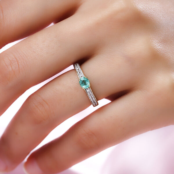 AAA Smaragd und wei&szlig;er Zirkon-Ring in Silber image number 3