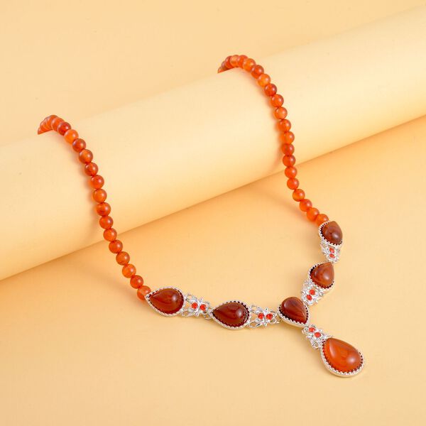 Rote Achat Halskette, ca. 45 cm, ca. 164,00 ct image number 2